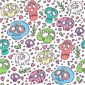 Skull seamless pattern. Mexican Dia de los Muertos Day of the Dead skull background. Day of Dead holiday skulls Royalty Free Stock Photo