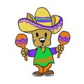 Mexican dog with maracas cartoon Royalty Free Stock Photo