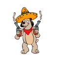 Mexican dog with revolvers