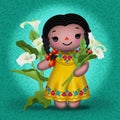 Mexican doll with alcatraz flowers