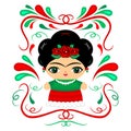 Mexican Doll with decorative background vector illustration