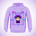 Mexican Doll with decorative ornaments hoodie print design template