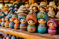 Mexican dolls are on display at a market.