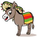Cartoon Mexican donkey. Vector Illustration