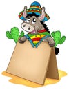 Mexican donkey with wooden table