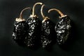 Mexican dried chili peppers black background