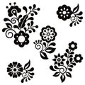 Floral folk art style vector design elements perfect for greeting card on invitation, inspired by traditional embroidery from Mexi