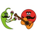 Mexican emoji character with guitar and chilli pepper