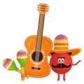 Mexican emoji character with guitar and maracas