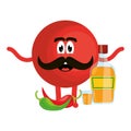 Mexican emoji character with tequila and chilli pepper