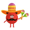 Mexican emoji with hat and maracas character