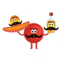 Mexican emoji with hat and tequila bottle