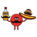 Mexican emoji with hat and tequila bottle