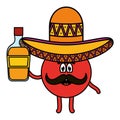 Mexican emoji with hat and tequila bottle