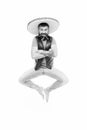 Mexican energy. Mexican party concept. Celebrate traditional mexican holiday. Guy happy cheerful face having fun dancing Royalty Free Stock Photo