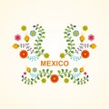 Mexican ethnic flower frame - border design Royalty Free Stock Photo