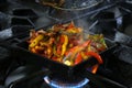 Mexican fajitas on sizzling plate Royalty Free Stock Photo