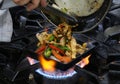 Mexican fajitas on sizzling plate Royalty Free Stock Photo