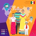 Mexican family in national dress, vector illustration