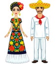 Mexican family in traditional clothes.
