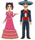 Mexican family in traditional festive clothes.
