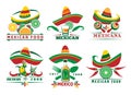 Mexican fast food logo set