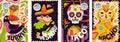 Mexican fast food promo poster design set. Mexico cuisine banner burrito and nacho. Latin American dish placard nachos
