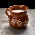 Mexican fermented beverage called pulque on a gray background Royalty Free Stock Photo