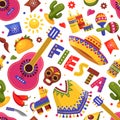 Mexican fiesta pattern, traditional floral holiday art Royalty Free Stock Photo