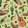 Mexican fiesta vintage seamless pattern