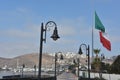 Mexican flag hoisted at the Port of Ensenada Royalty Free Stock Photo