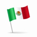 Mexican flag map pointer layout. Vector illustration. Royalty Free Stock Photo