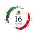 Mexican flag in the shape of a circle. September 16 - Independence Day of Mexico