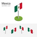 Mexican flag, vector set of isometric flat icons, 3D style Royalty Free Stock Photo