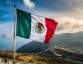 Mexican flag waving in the wind isolated Mexico Royalty Free Stock Photo