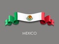 Mexican flag wavy ribbon background. Vector illustration. Royalty Free Stock Photo