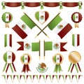 Mexican flags and rosettes