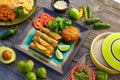 Mexican flautas rolled tacos with salsa