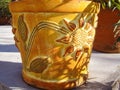 Mexican floral clay pot