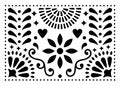 Mexican folk art pattern, colorful design with flowers inspired by traditional art form Mexico