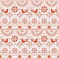 Mexican folk art seamless pattern with birds and flowers Royalty Free Stock Photo