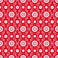 Mexican folk art seamless pattern with flowers on red background. Traditional design for fiesta party. Floral ornate