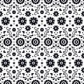 Mexican folk art seamless pattern with flowers on white background. Traditional design for fiesta party. Floral ornate