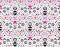 Mexican folk art seamless geometric pattern with flowers, blue fiesta design inspired by traditional art form Mexico Royalty Free Stock Photo