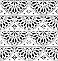 Mexican folk art vector seamless geometric pattern with flowers, black and white fiesta design inspired by traditional art from Me