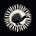 Mexican Folklore-inspired Monochromatic Graphic Design: Bird In A Circle