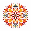 Mexican Folklore-inspired Orange Stylized Flower Design On White Background