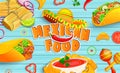 Mexican food banner on wooden background.