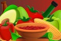 Mexican food beans concept banner, cartoon style