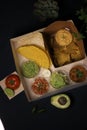 Mexican food box delivery tomato lettuce sour cream sauce